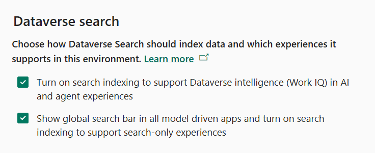 Dataverse Search 설정