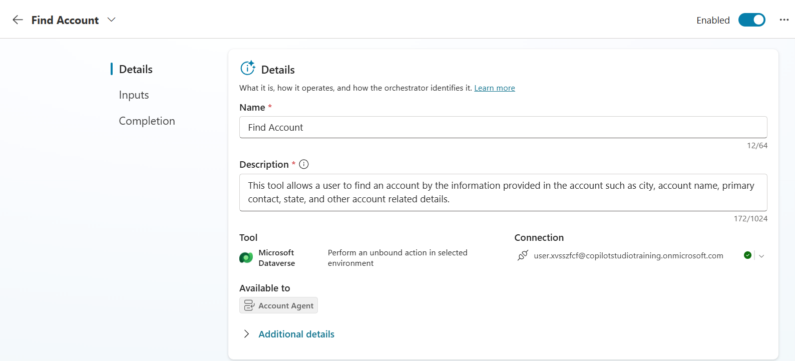 Find Account 도구 — Details