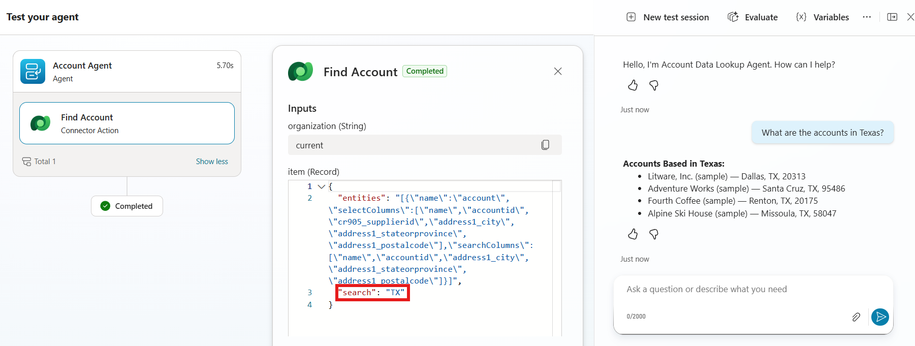 액티비티 트래커 — Find Account 입력 search: TX
